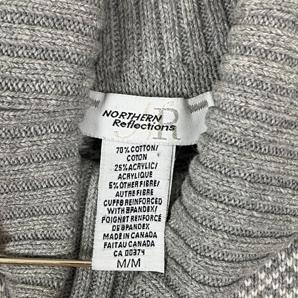 Northern Reflections Blue and Gray Patterned Turtleneck Sweater - Picture 3 of 6